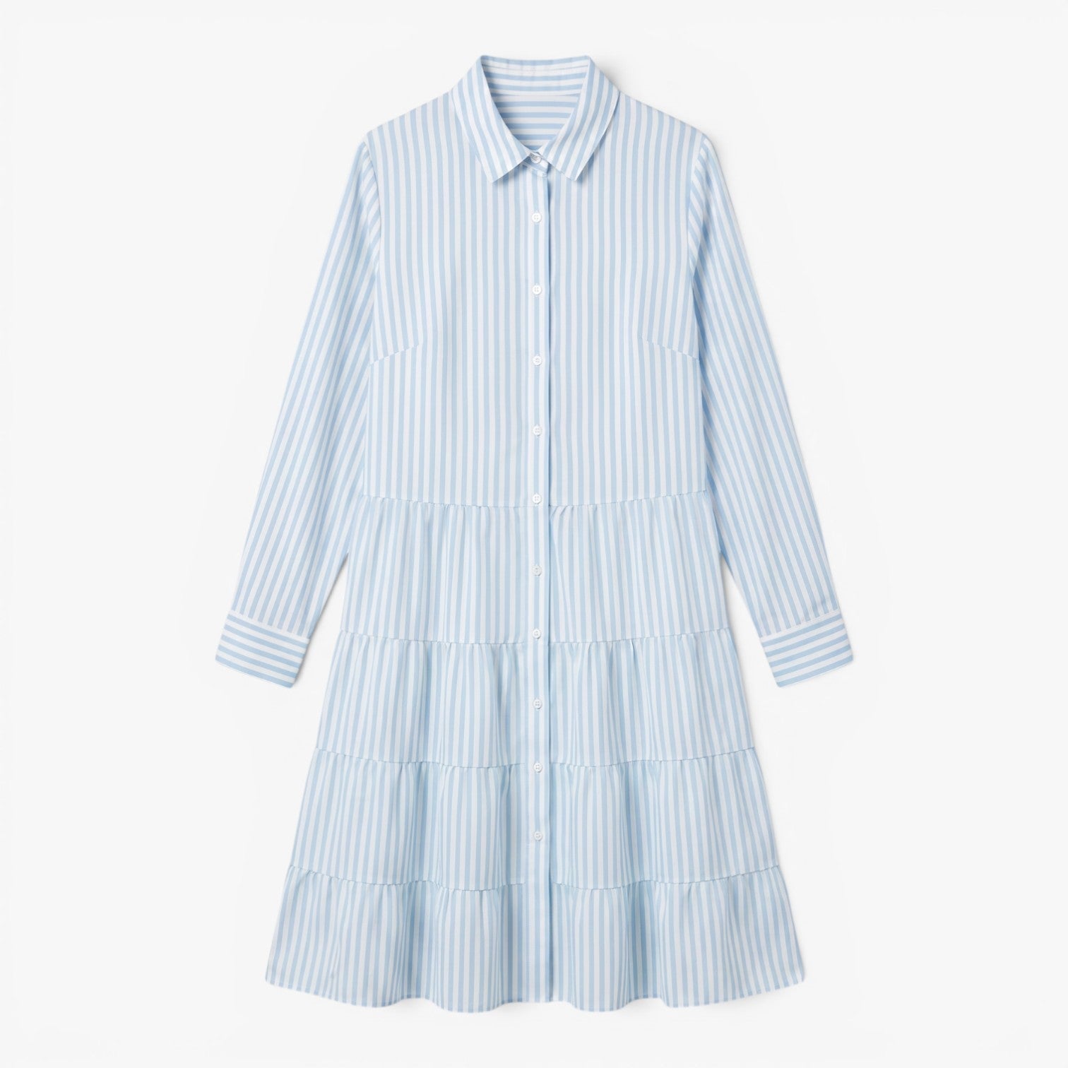 Old Fortune | Women's Midi Shirt Dress with Vertical Stripes