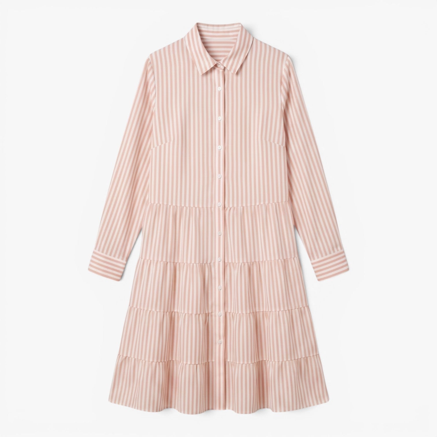 Old Fortune | Women's Midi Shirt Dress with Vertical Stripes