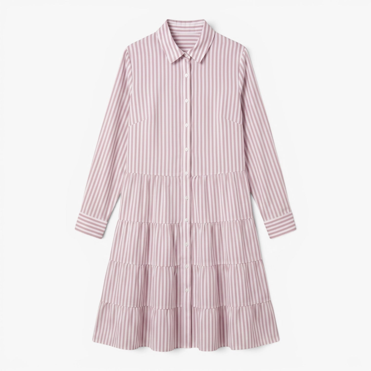 Old Fortune | Women's Midi Shirt Dress with Vertical Stripes