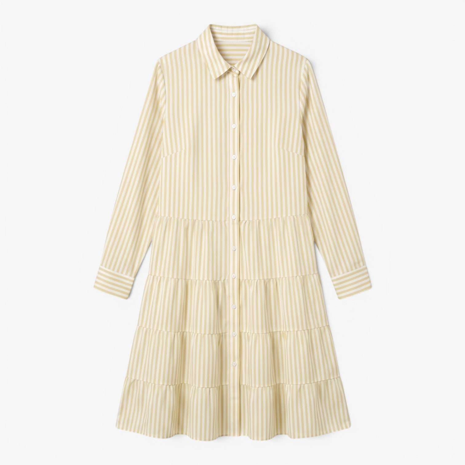 Old Fortune | Women's Midi Shirt Dress with Vertical Stripes