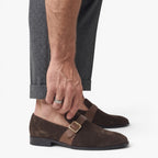 Old Fortune | Heren Suède Monk Strap Mocassins met Gesp Elegante Instappers