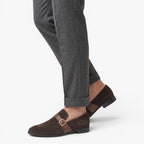 Old Fortune | Heren Suède Monk Strap Mocassins met Gesp Elegante Instappers