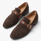 Old Fortune | Heren Suède Monk Strap Mocassins met Gesp Elegante Instappers