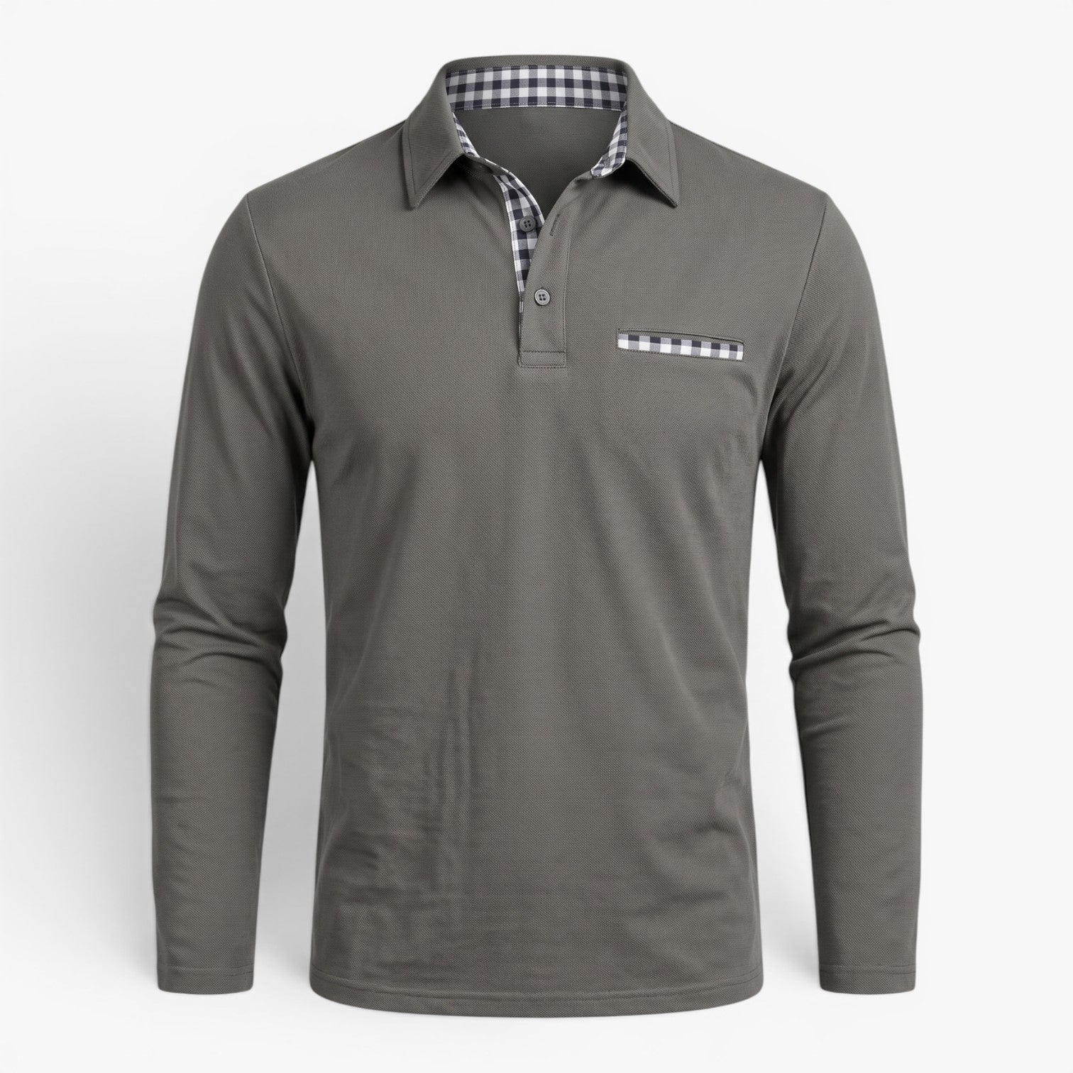 Old Fortune | Herren-Poloshirt mit langen Ärmeln und kontrastierenden Details