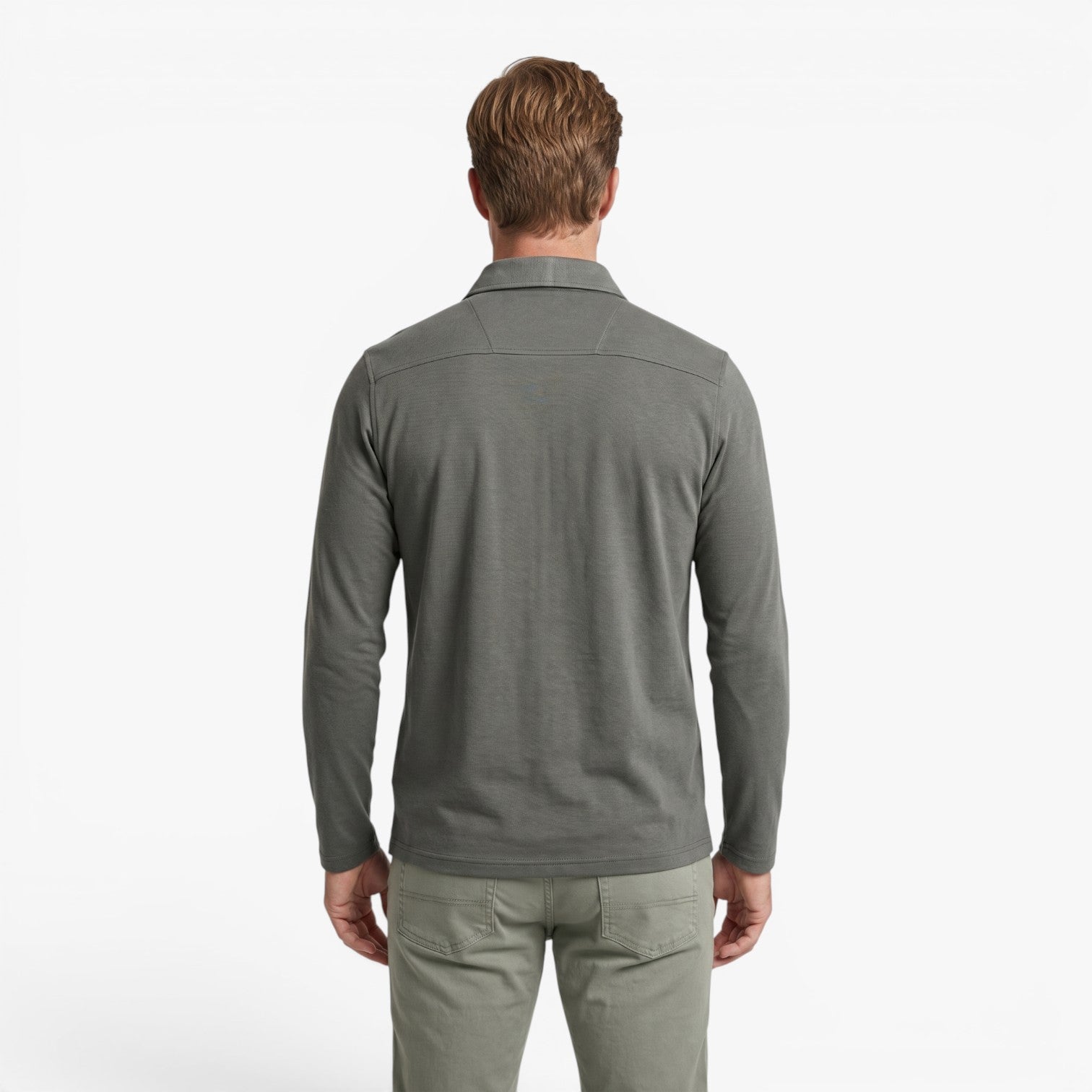 Old Fortune | Herren-Poloshirt mit langen Ärmeln und kontrastierenden Details