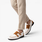 Old Fortune | Męskie Mokasyny Monk Strap Canvas z Podwójną Klamrą Casual