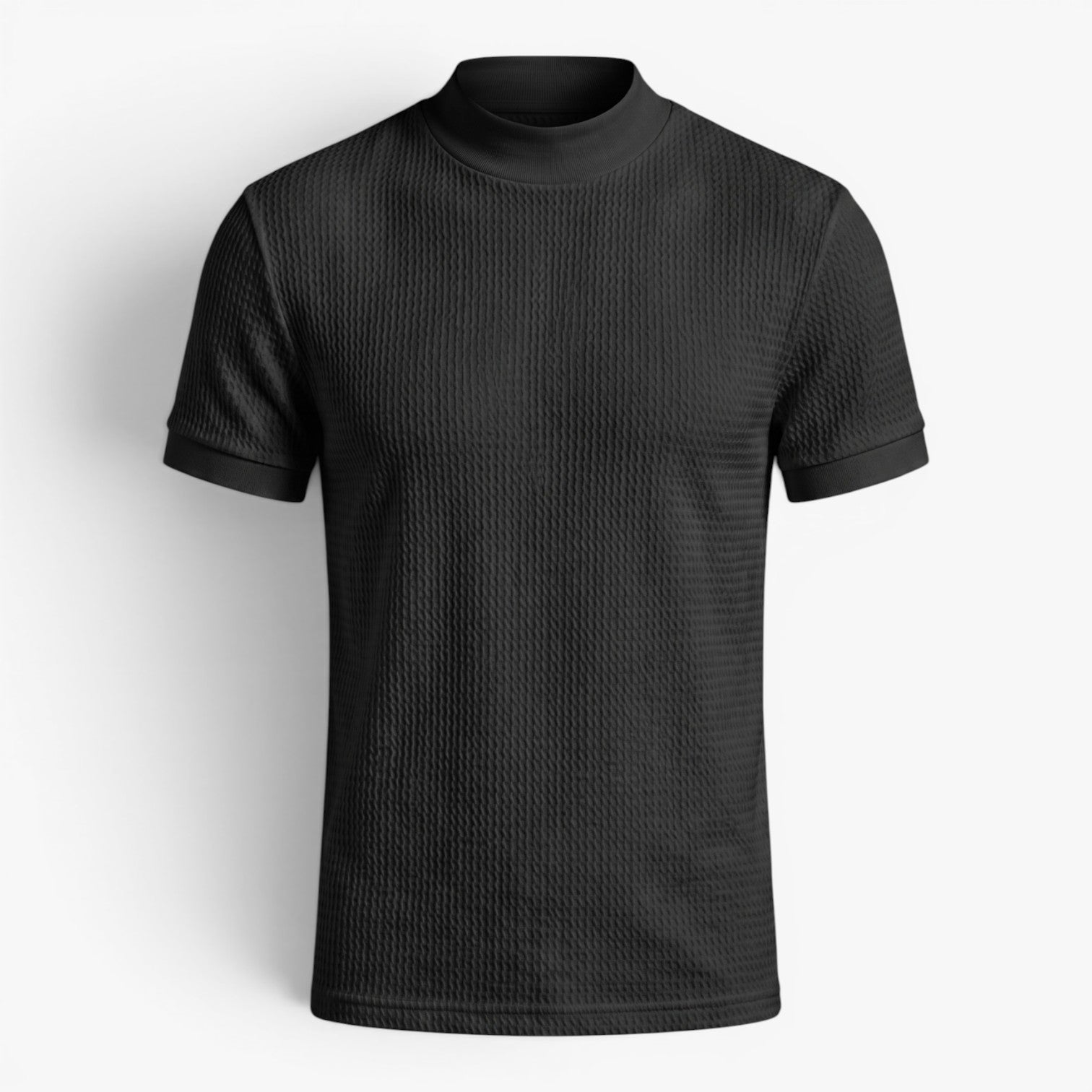 Old Fortune | Męski Teksturowany T-Shirt z Półgolfem