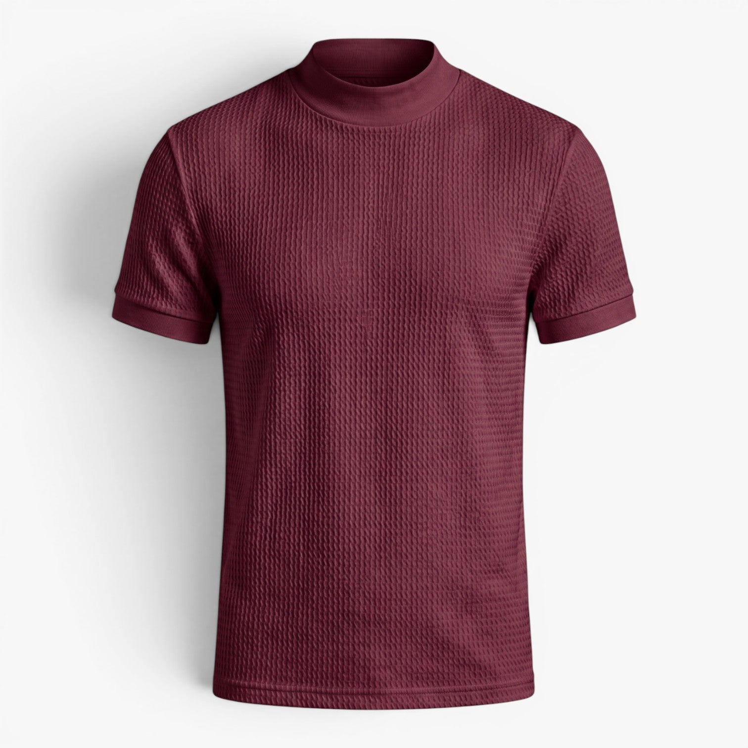 Old Fortune | Męski Teksturowany T-Shirt z Półgolfem
