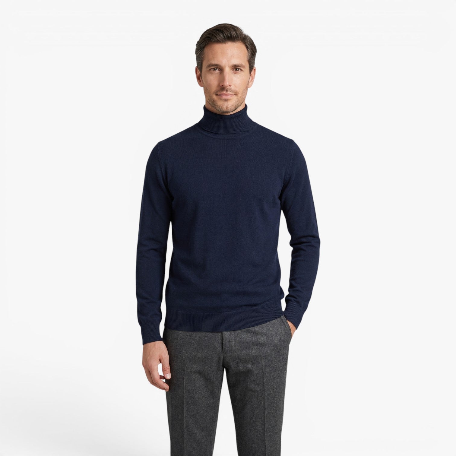Old Fortune | Men's Turtleneck Sweater with Long Sleeves and Ribbed Collar