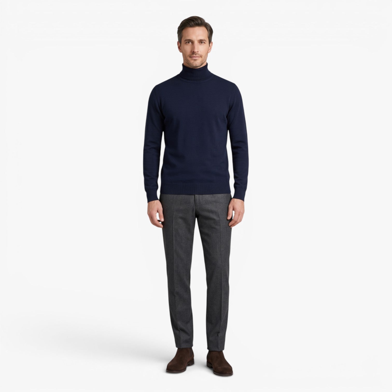 Old Fortune | Men's Turtleneck Sweater with Long Sleeves and Ribbed Collar