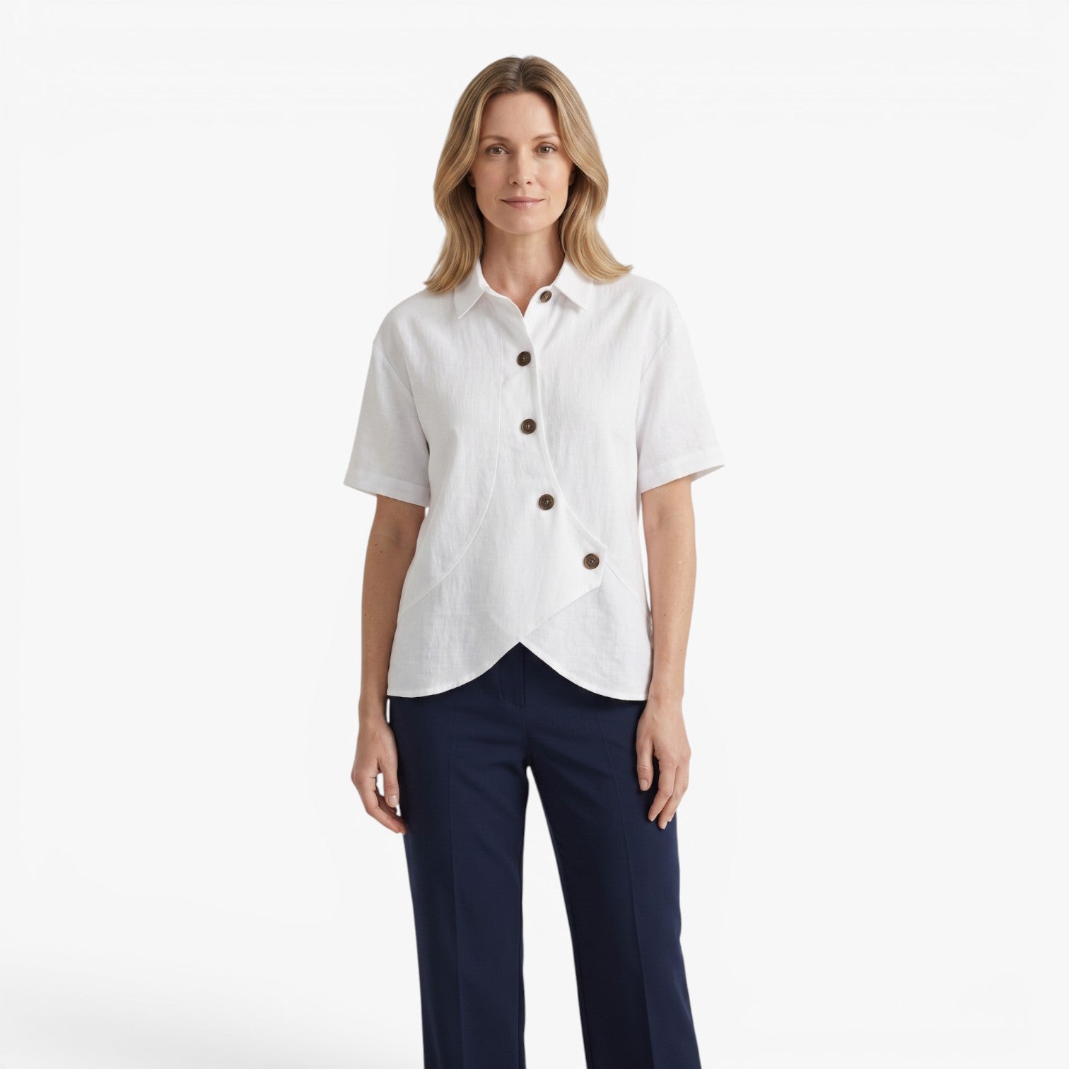 Old Fortune | Damenbluse mit asymmetrischem Verschluss und Kragen