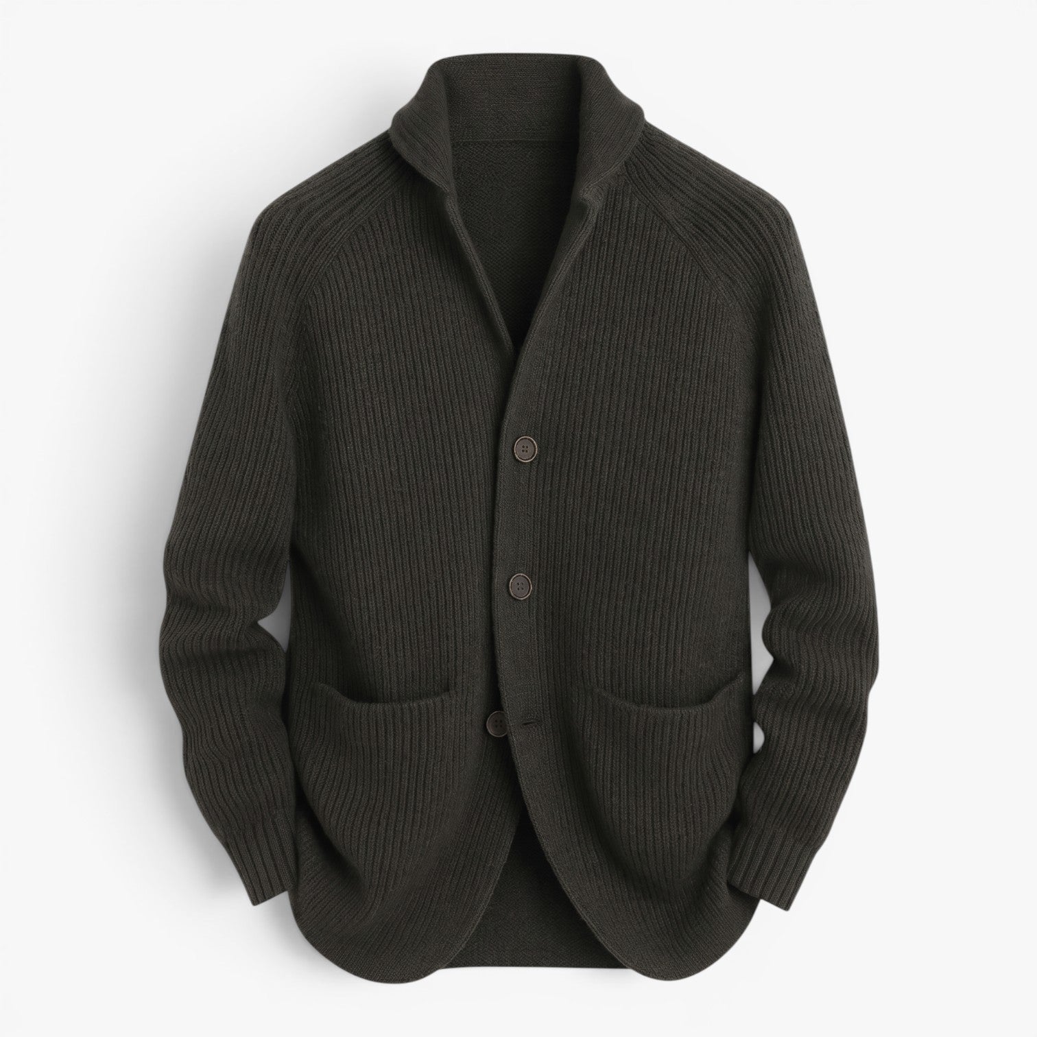 Old Fortune | Herrenstrickjacke mit Rippenmuster und Taschen