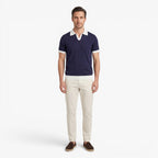 Old Fortune | Men's Knit Polo Shirt with Contrast Collar