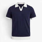Old Fortune | Men's Knit Polo Shirt with Contrast Collar