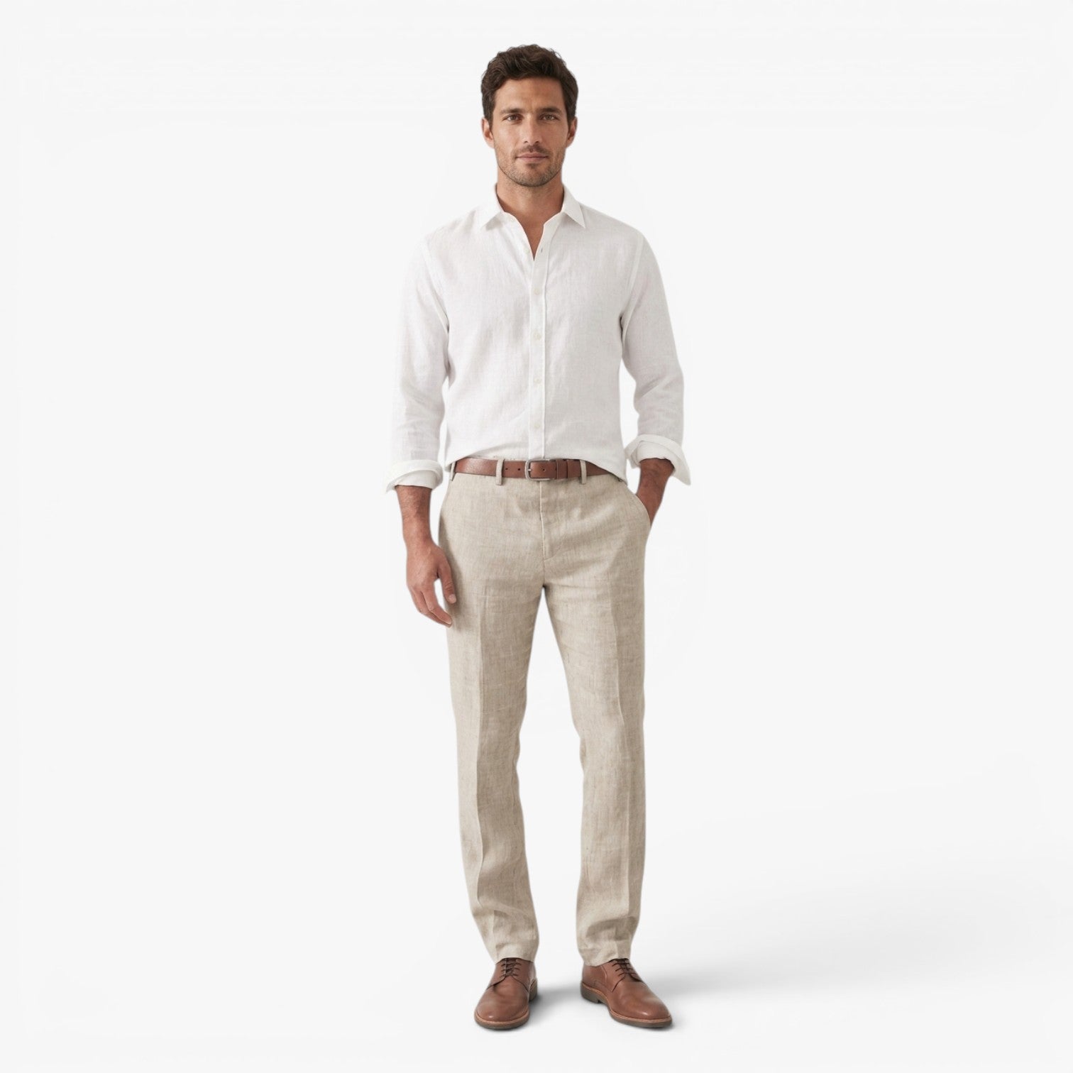 Old Fortune | Męskie Lniane Spodnie Regular Fit