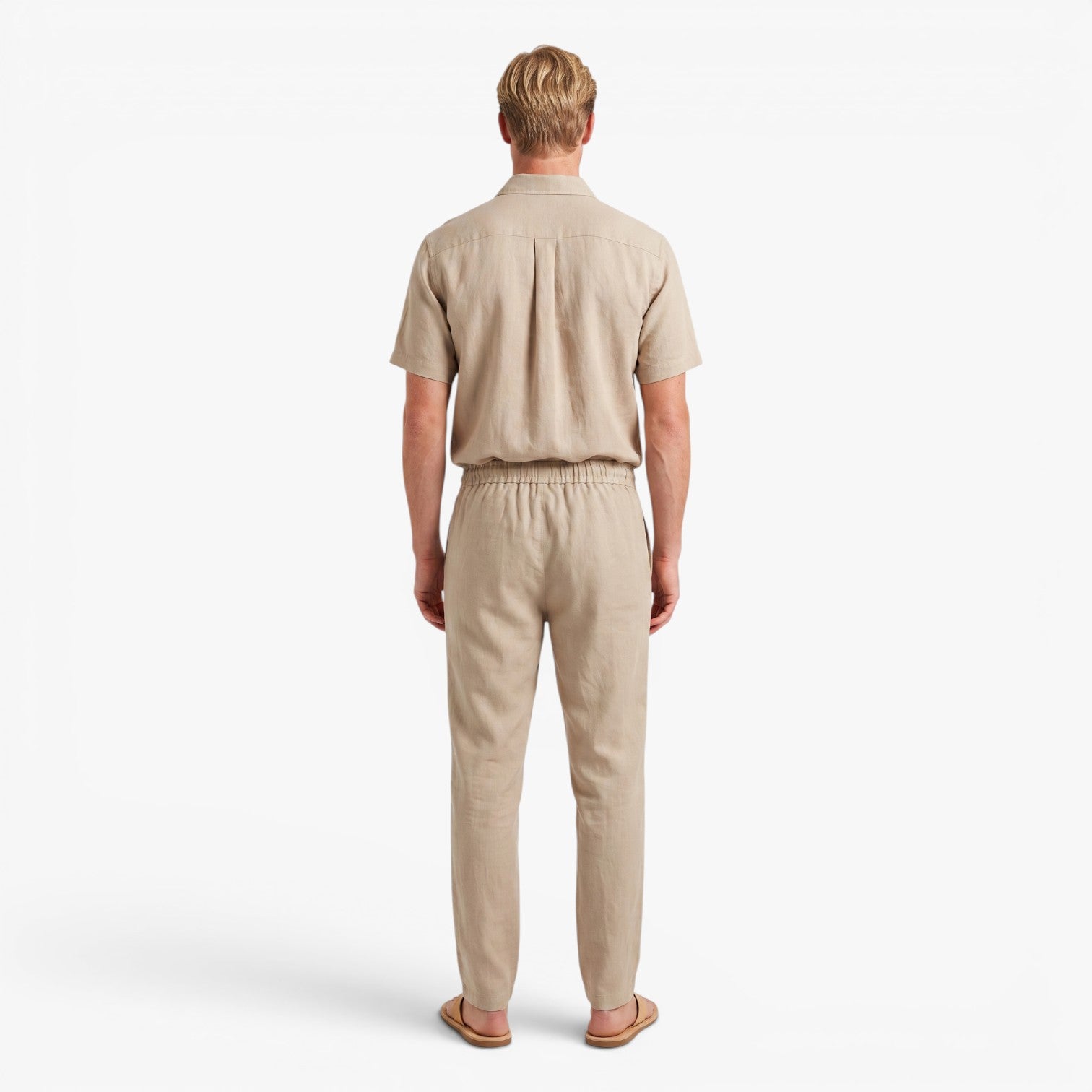 Old Fortune | Heren linnen set met kortärmelig overhemd en broek