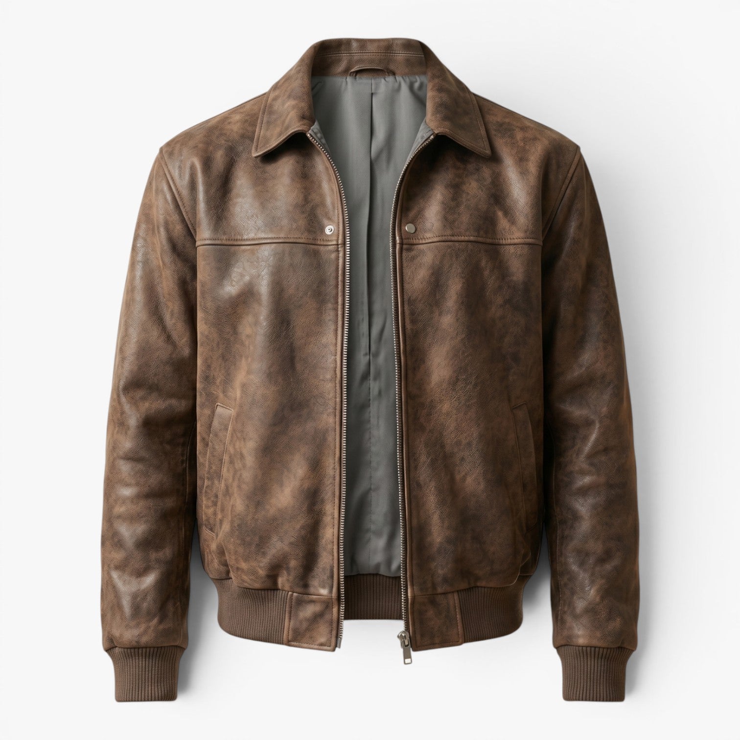 Old Fortune | Męska Kurtka Bomber ze Skóry Ekologicznej Vintage