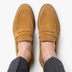 Old Fortune | Heren Suède Penny Loafers Elegante Instap Mocassins