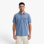 Old Fortune | Heren Polo met Verweerd Jeans Effect en Zakje