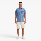 Old Fortune | Heren Polo met Verweerd Jeans Effect en Zakje
