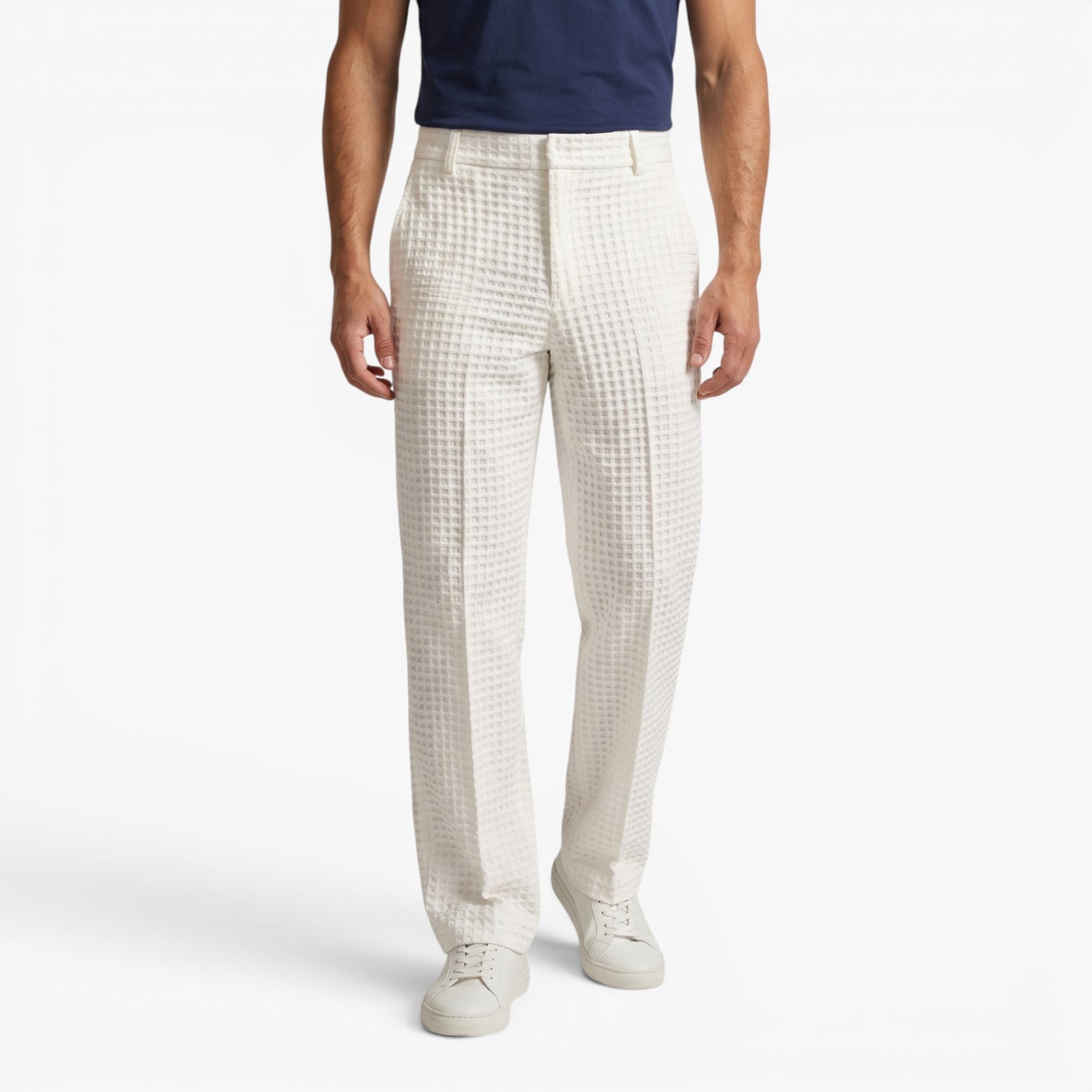 Old Fortune | Heren Elegante Broek met Gestructureerd Patroon en Wijde Pijpen
