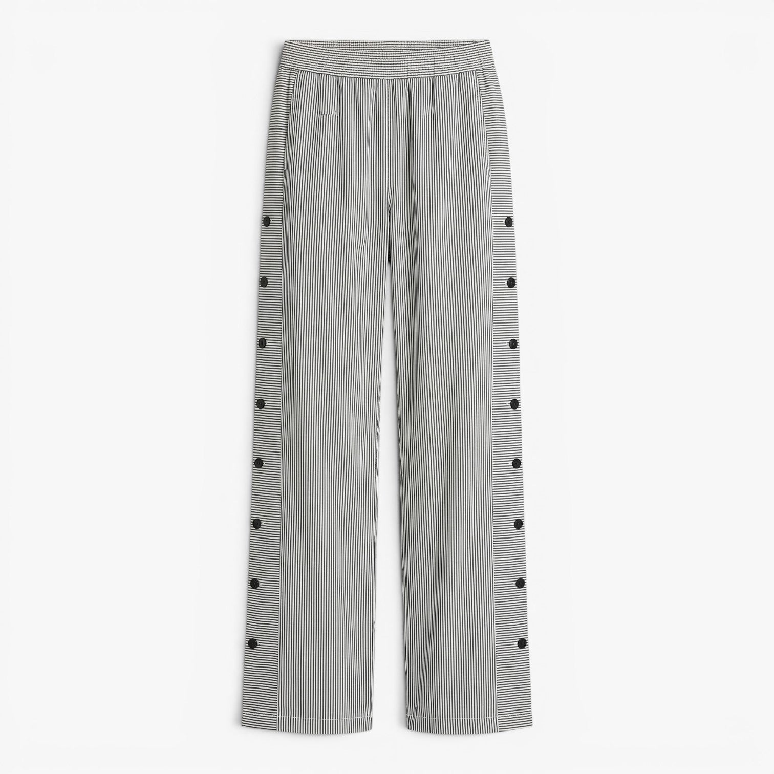 Old Fortune | Damen Leinenhose mit vertikalen Streifen und dekorativen Knöpfen