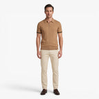 Old Fortune | Men's Knit Polo Shirt with Zipper and Ribbed Texture