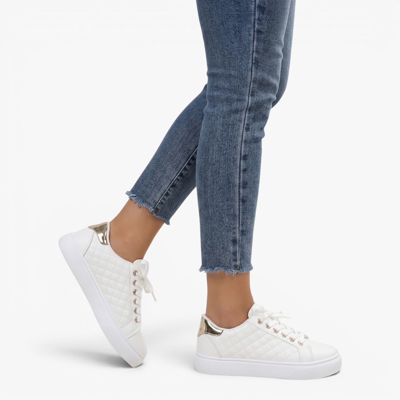 Old Fortune | Dames Gewatteerde Casual Sneakers met Metallic Accent