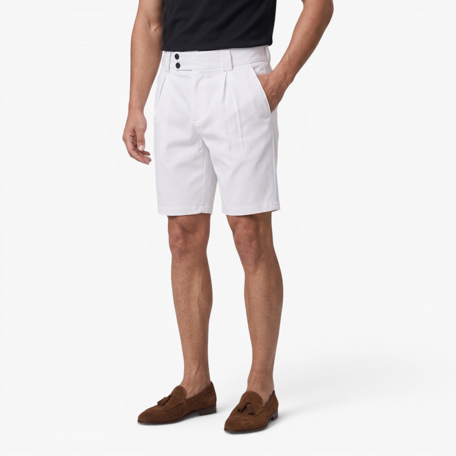 Old Fortune | Heren Elegante Tailored Shorts met Dubbele Knopen