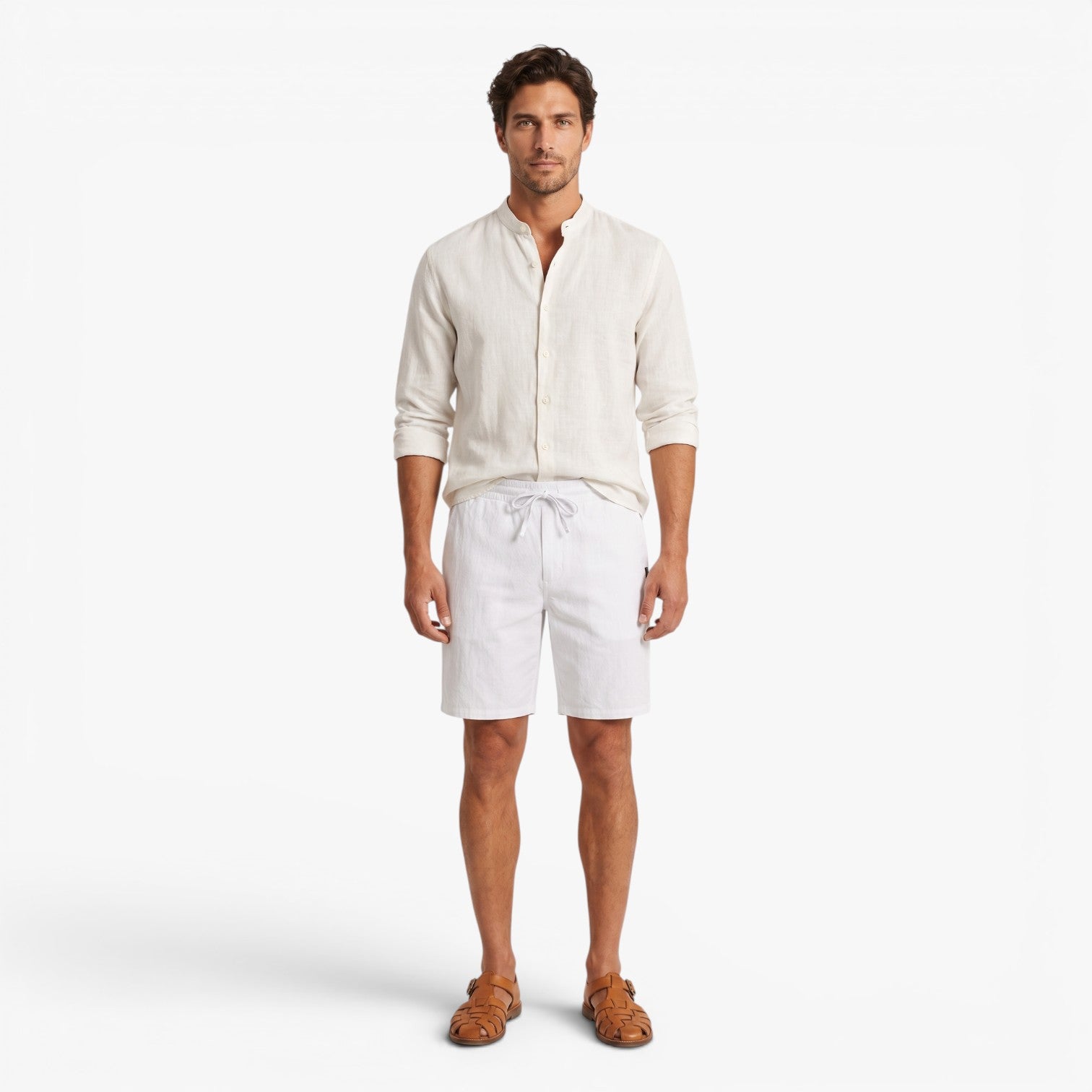Old Fortune | Heren Linnen Shorts Seaside met Verstelbare Tailleband