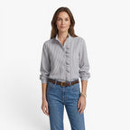 Old Fortune | Damesblouse met ruches, geribbeld, met knopen en lange mouwen