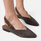 Old Fortune | Dames Suède Slingback Pumps met Puntige Neus