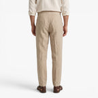 Old Fortune | Heren Linnen Broek Smart Casual met Plooien en Rechte Pijp