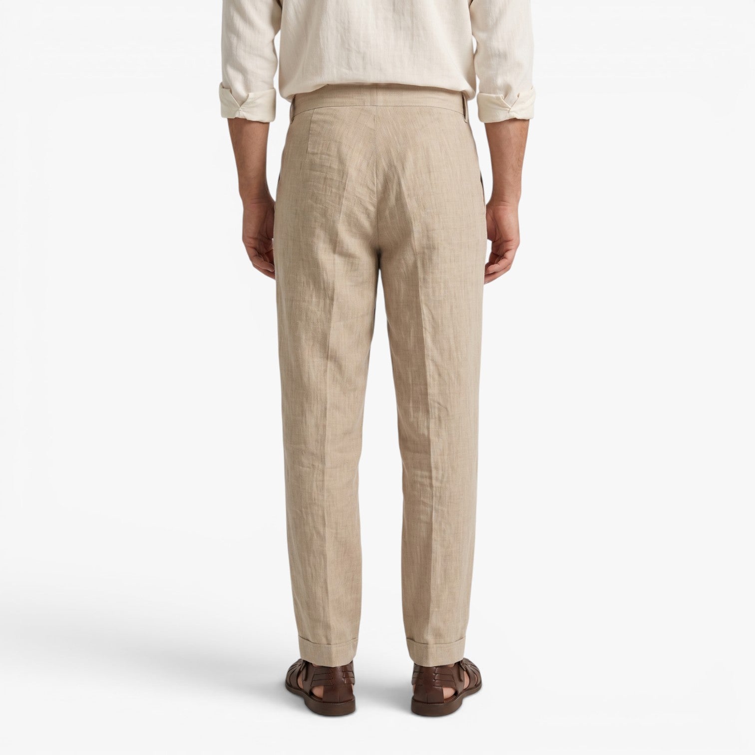 Old Fortune | Heren Linnen Broek Smart Casual met Plooien en Rechte Pijp