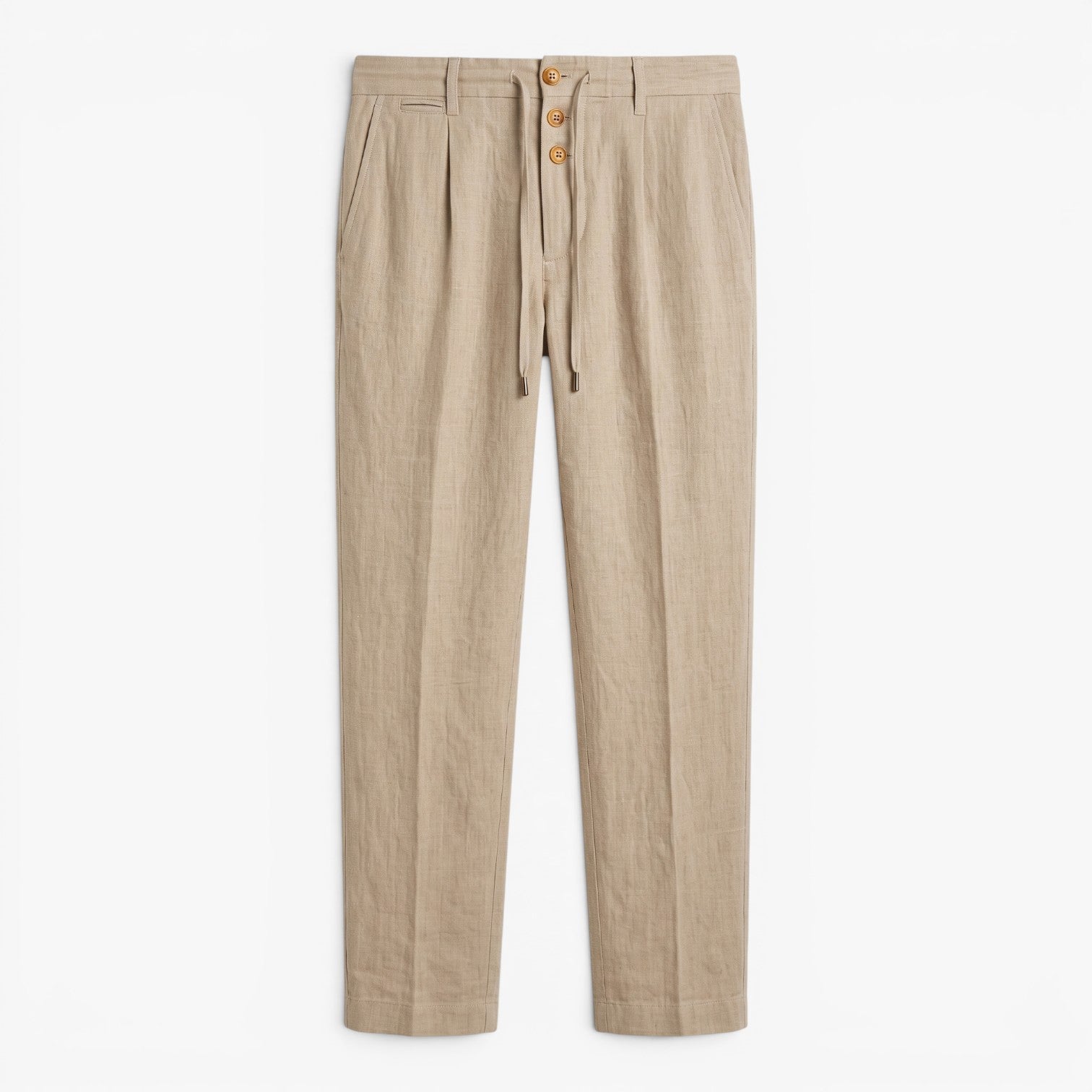 Old Fortune | Heren Linnen Broek Smart Casual met Plooien en Rechte Pijp