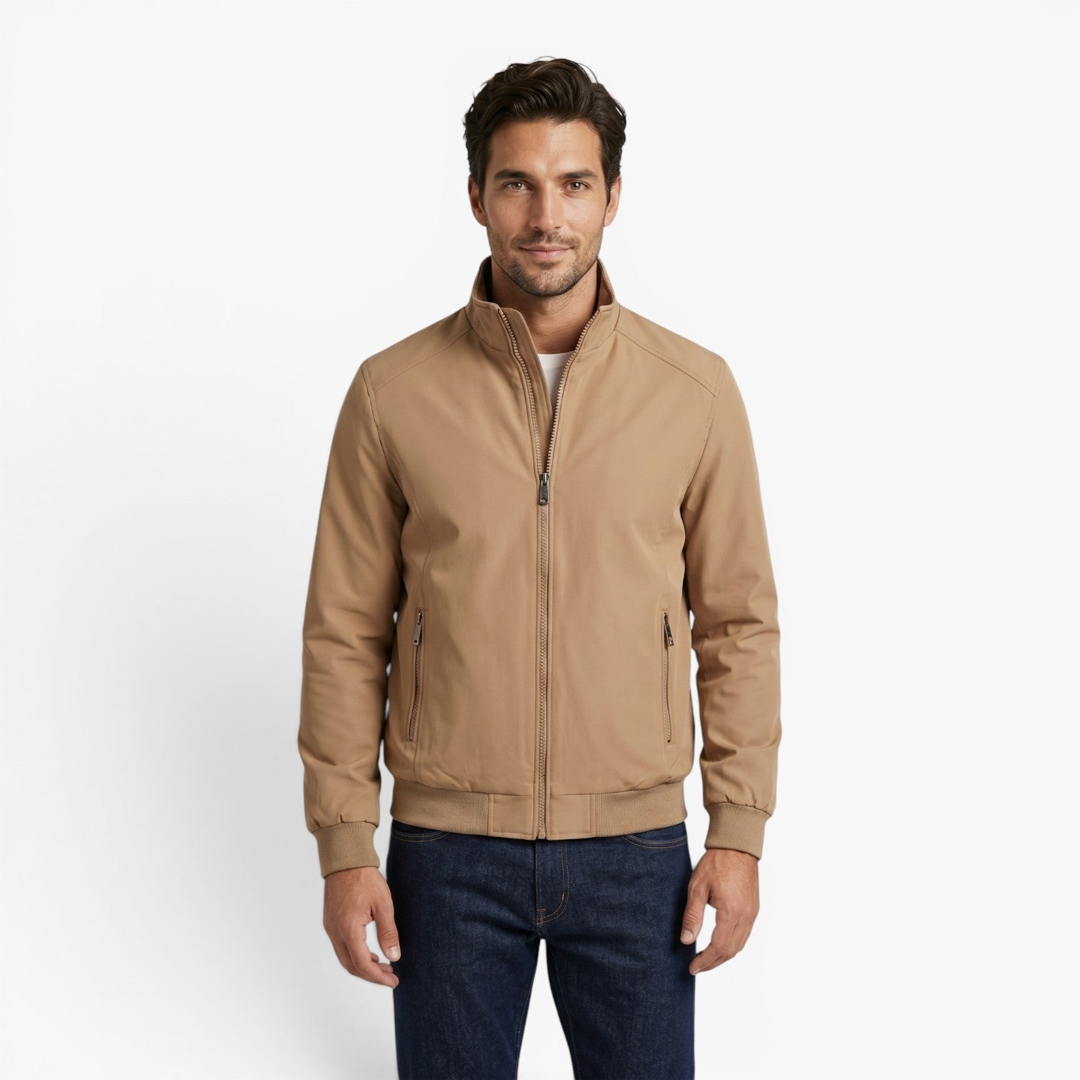 Old Fortune | Men's Smart Casual Bomber Jacket with Stand Collar