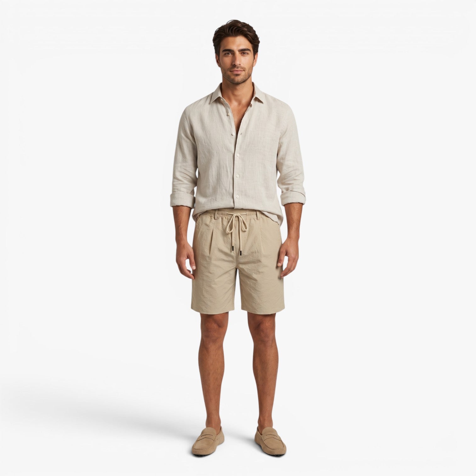 Old Fortune | Heren Linnen Shorts Coastal met Verstelbare Tailleband