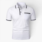 Old Fortune | Heren katoenen poloshirt met contrasterende biezen en zakje