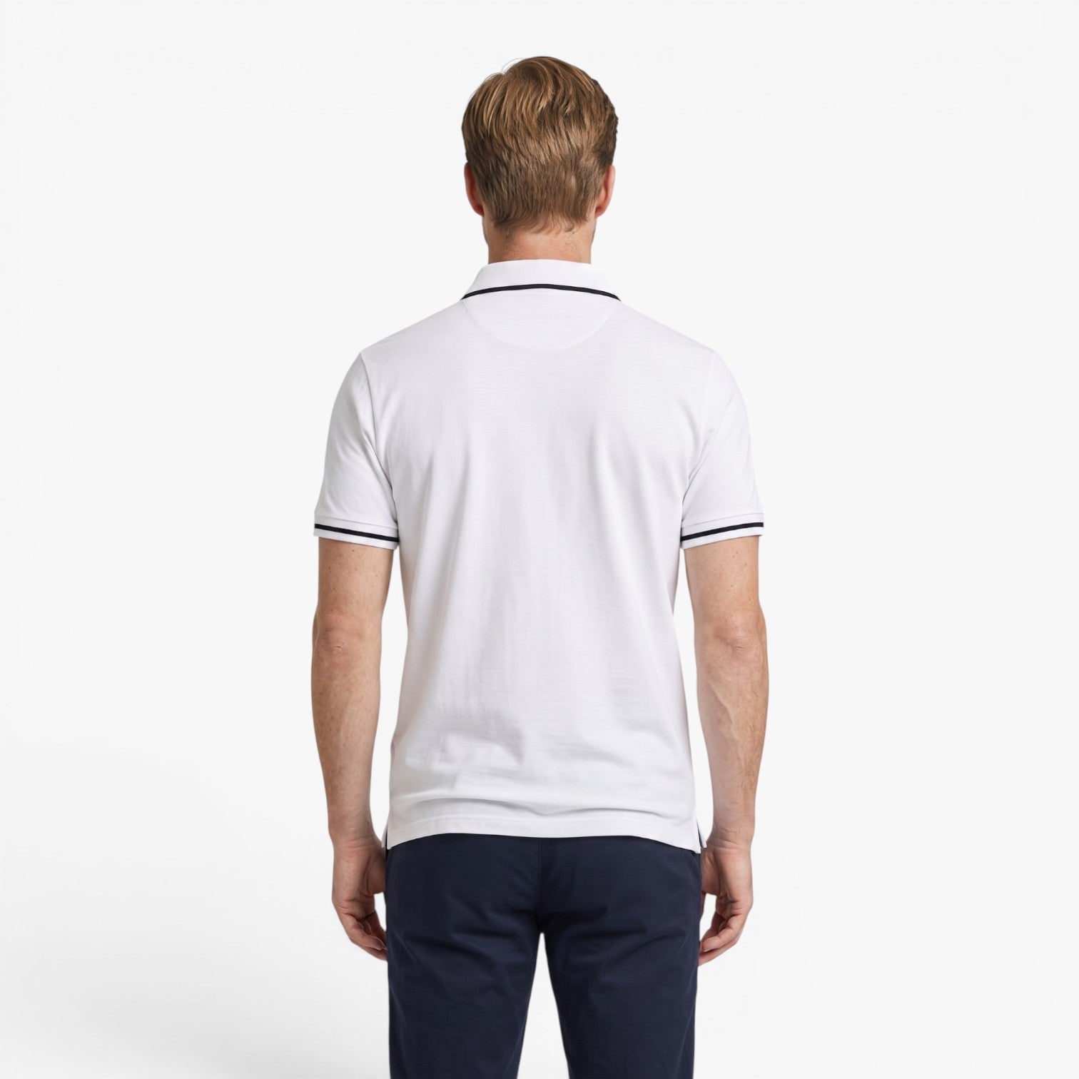 Old Fortune | Heren katoenen poloshirt met contrasterende biezen en zakje