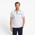 Old Fortune | Heren katoenen poloshirt met contrasterende biezen en zakje