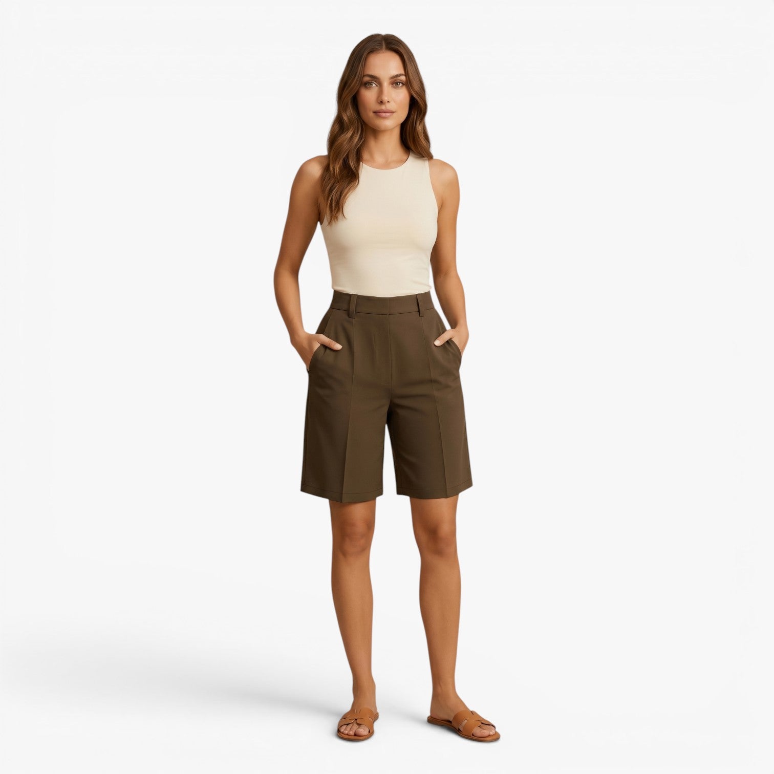 Old Fortune | Elegante Damen-Bermudashorts mit hohem Bund