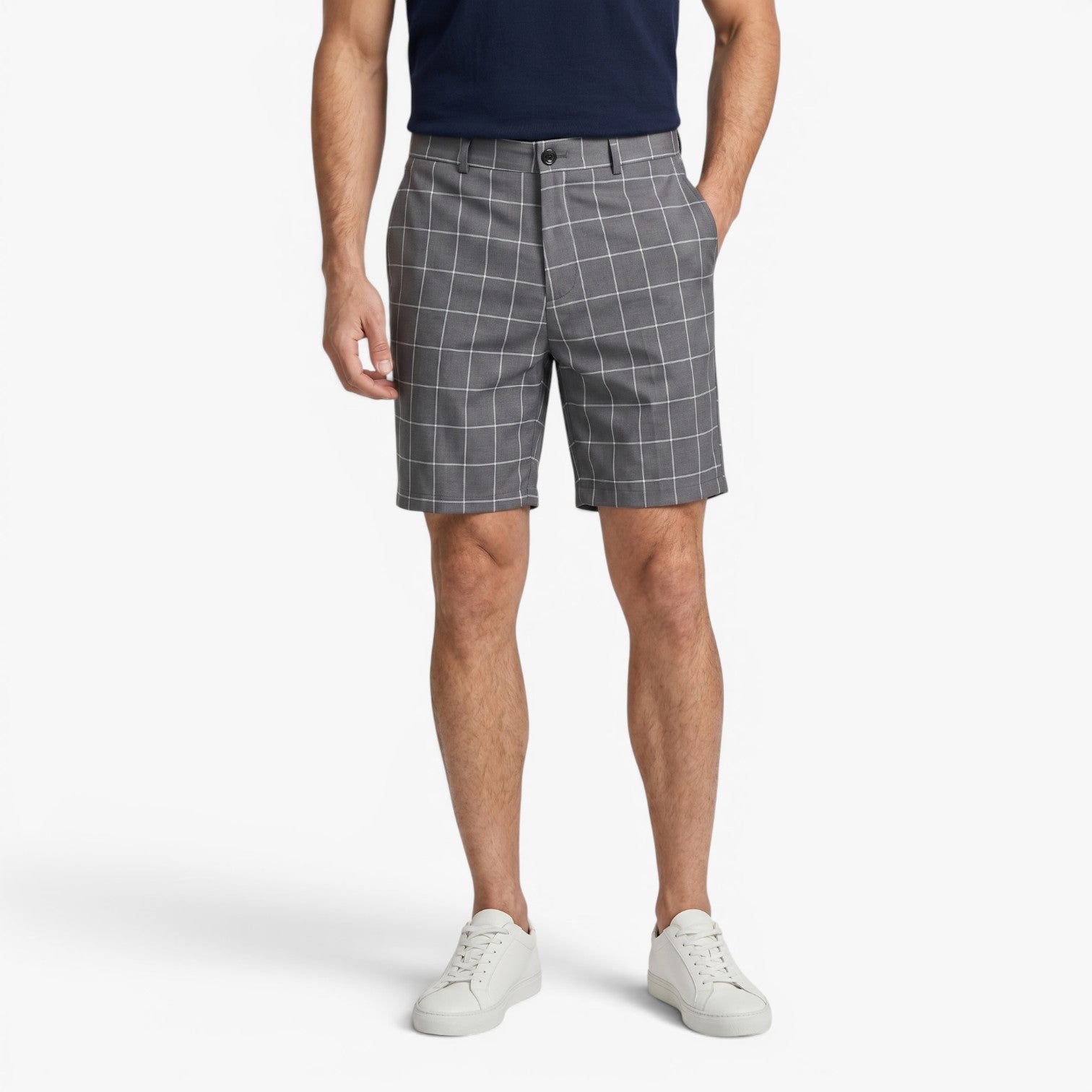 Old Fortune | Heren Short Monaco met Windowpane Ruitjes