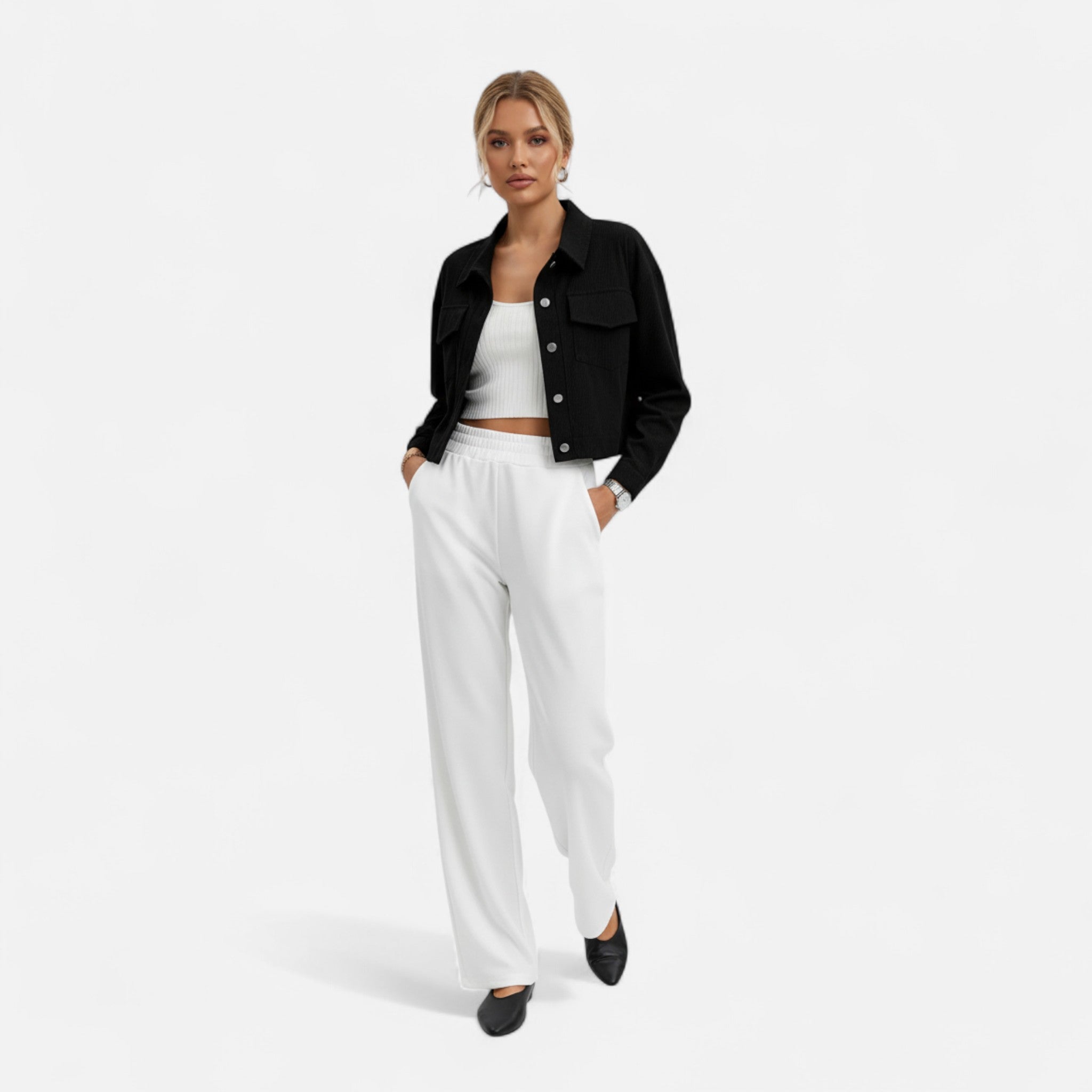 Old Fortune | Damska Krótka Marynarka – Slim Fit z Kołnierzem