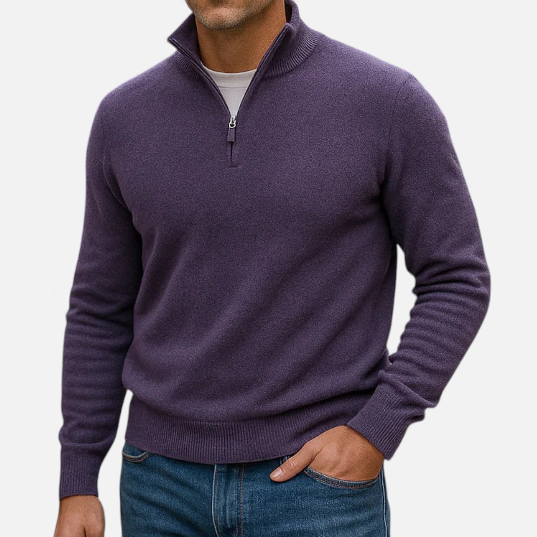Old Fortune | Męski Sweter z Kaszmiru Half-Zip