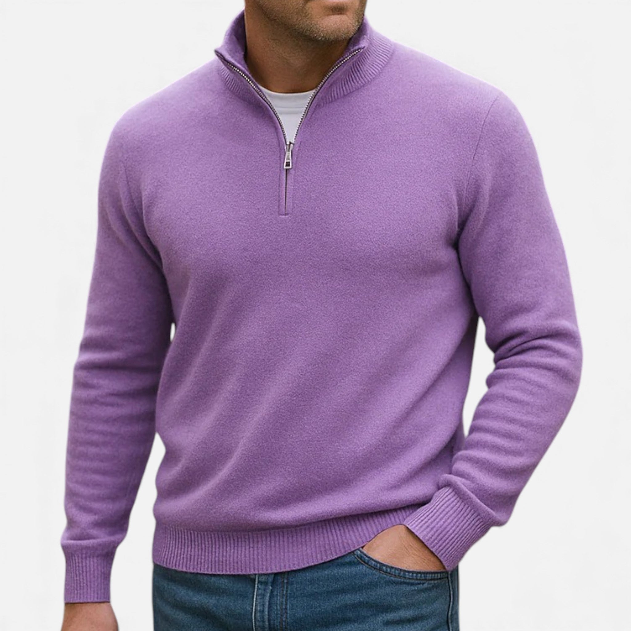 Old Fortune | Męski Sweter z Kaszmiru Half-Zip