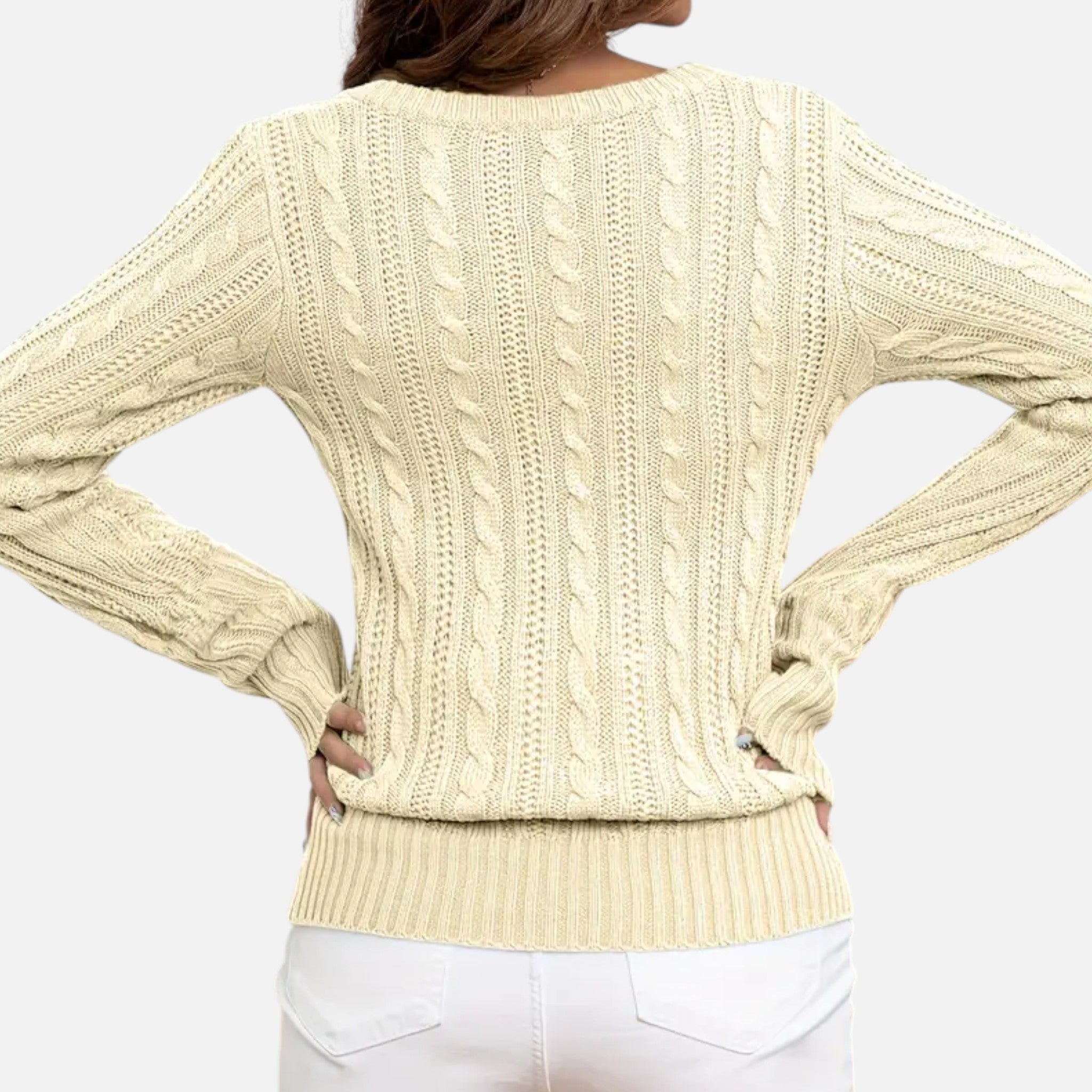 Old Fortune | Damski Sweter Dzianinowy V-Neck z Wzorem
