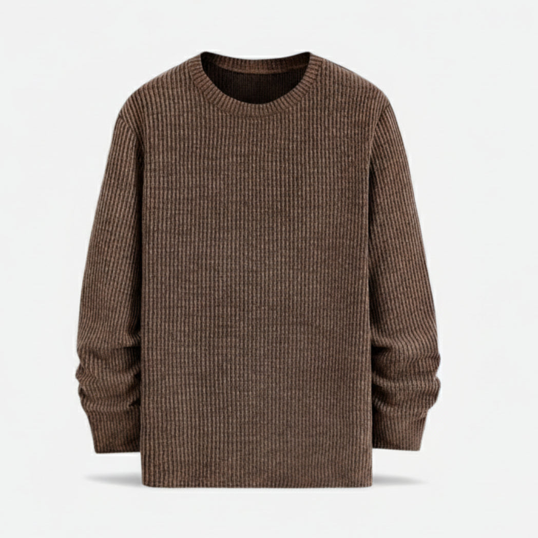 Old Fortune | Męski Sweter Dzianinowy z Prążkowaną Strukturą