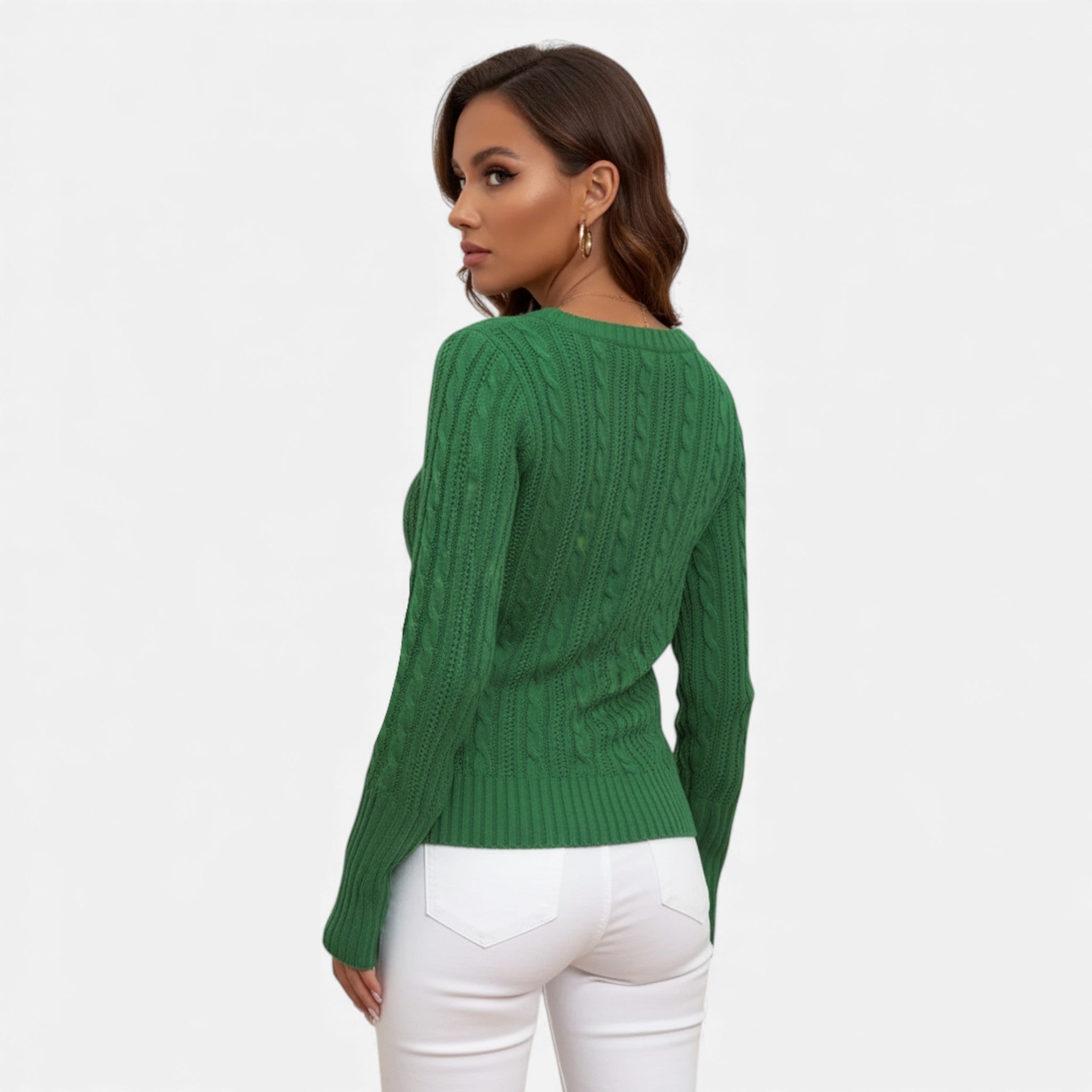 Old Fortune | Damski Sweter Dzianinowy V-Neck z Wzorem
